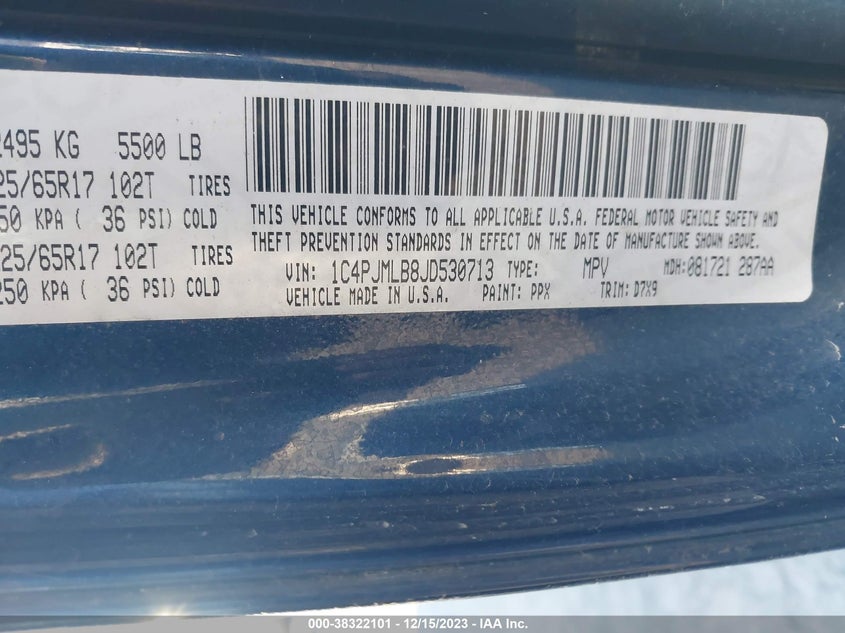 VIN 1C4PJMLB8JD530713 2018 JEEP CHEROKEE LATITUDE PLUS