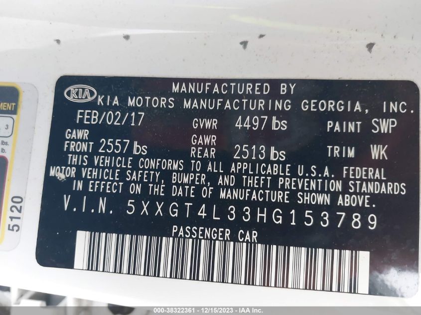 2017 KIA OPTIMA LX - 5XXGT4L33HG153789