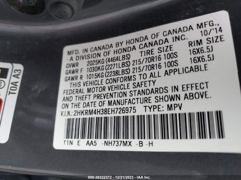 2014 HONDA CR-V LX - 2HKRM4H38EH726975