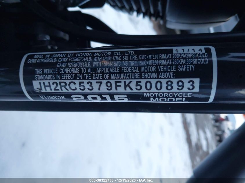 2015 HONDA VT750 C2B - JH2RC5379FK500893