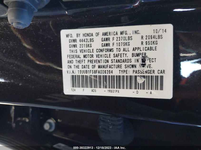 2015 ACURA TLX TECH - 19UUB1F58FA006394