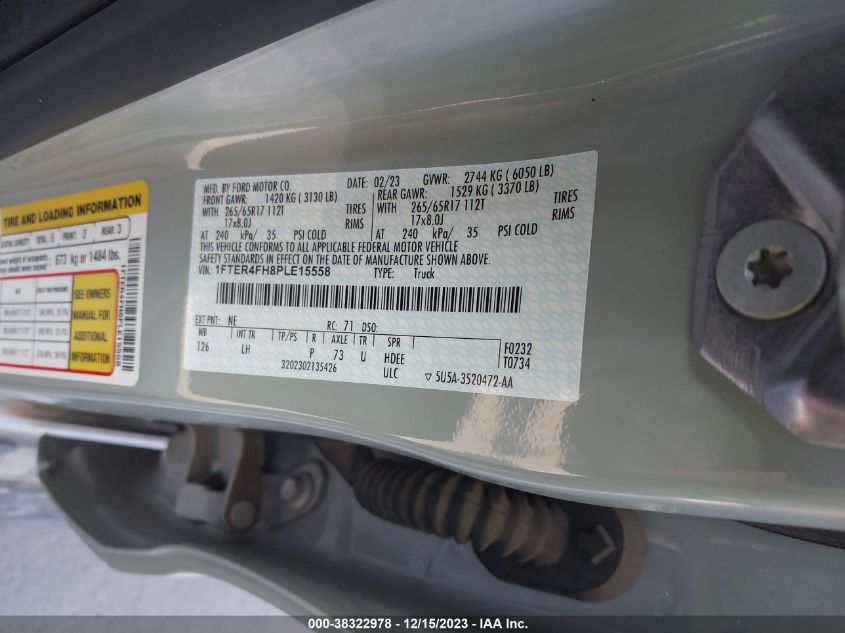 2023 FORD RANGER XL/XLT/LARIAT - 1FTER4FH8PLE15558