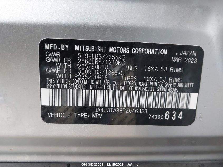 2023 MITSUBISHI OUTLANDER ES - JA4J3TA88PZ046323
