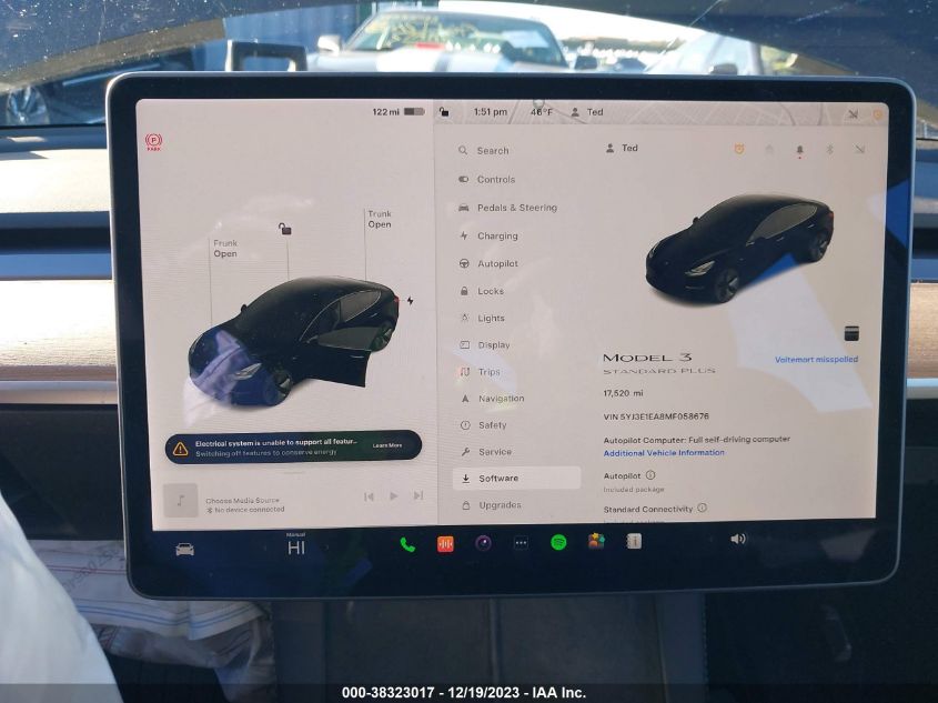 5YJ3E1EA8MF058676 | 2021 TESLA MODEL 3