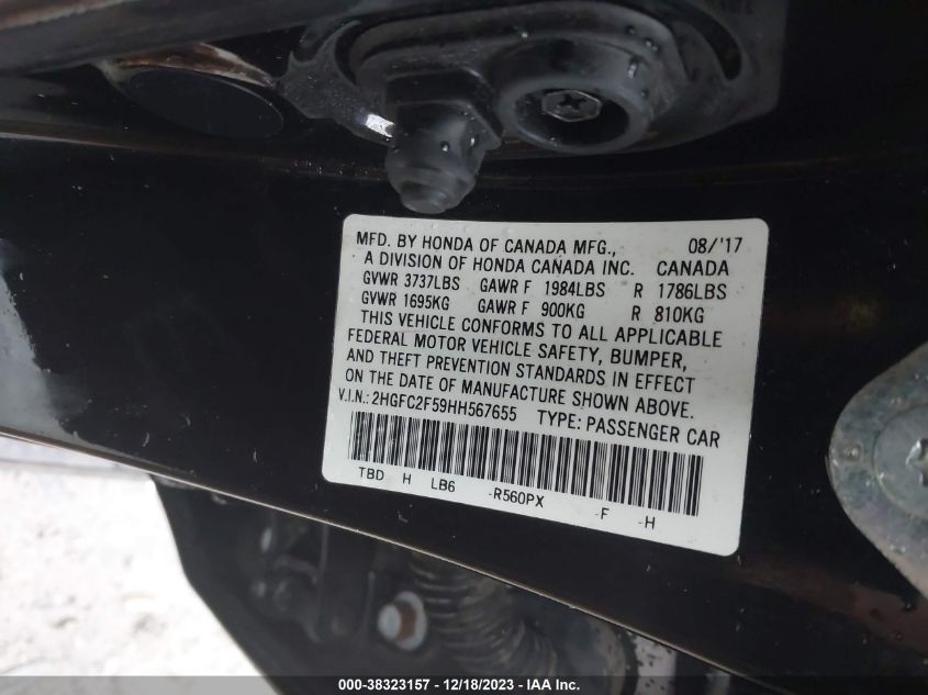 VIN 2HGFC2F59HH567655 2017 HONDA CIVIC LX