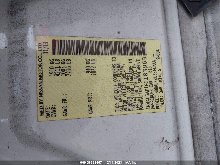 2014 NISSAN ALTIMA 2.5 S - 1N4AL3AP1EC183963
