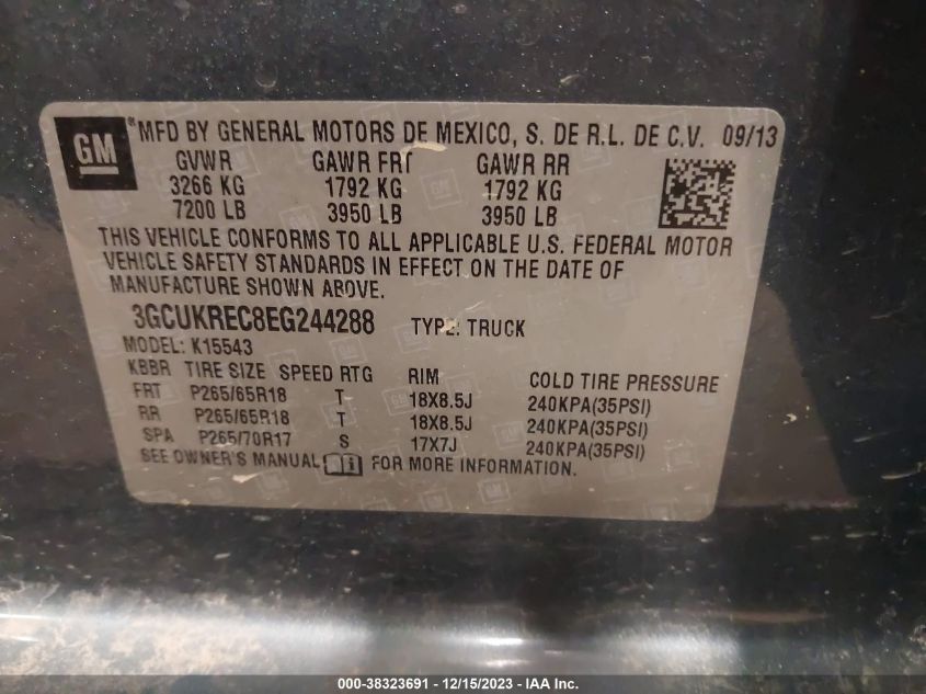 2014 CHEVROLET SILVERADO 1500 1LT - 3GCUKREC8EG244288