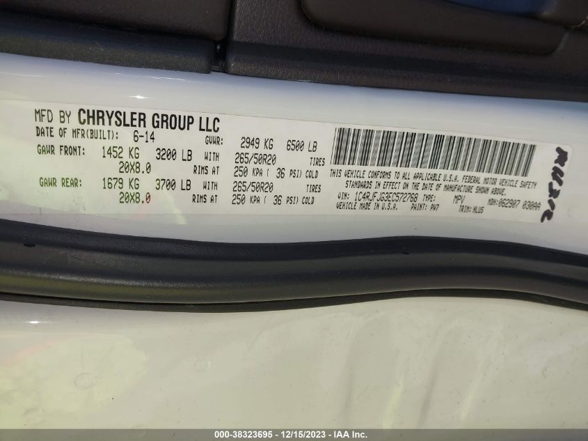 2014 JEEP GRAND CHEROKEE SUMMIT - 1C4RJFJG3EC572768