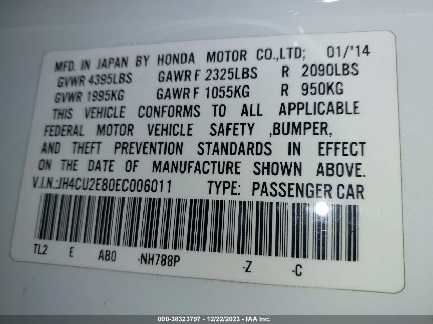 2014 ACURA TSX 2.4 - JH4CU2E80EC006011