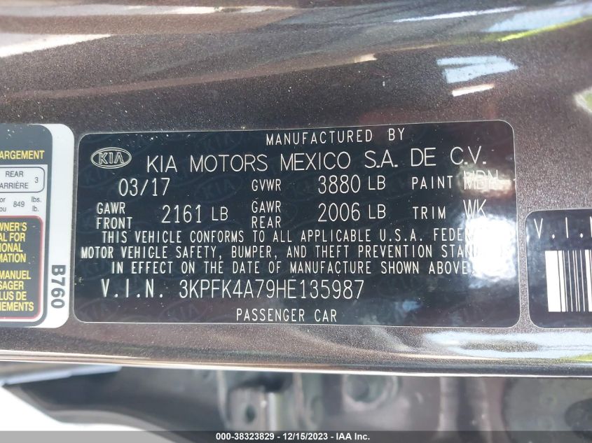 2017 KIA FORTE LX - 3KPFK4A79HE135987