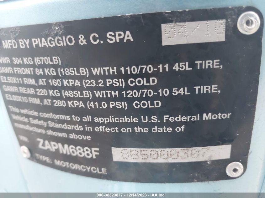 2011 VESPA LX 150IE - ZAPM688F8B5000307