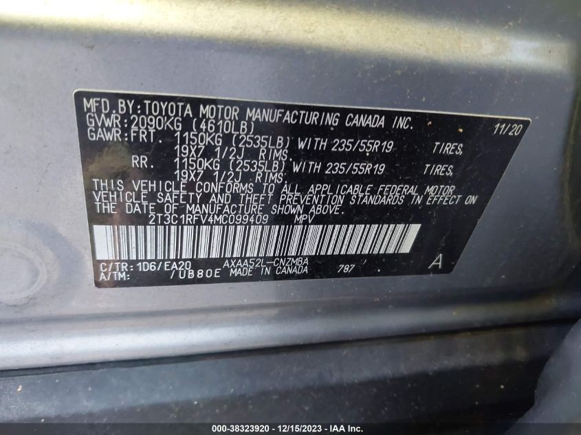 2021 TOYOTA RAV4 XLE PREMIUM - 2T3C1RFV4MC099409