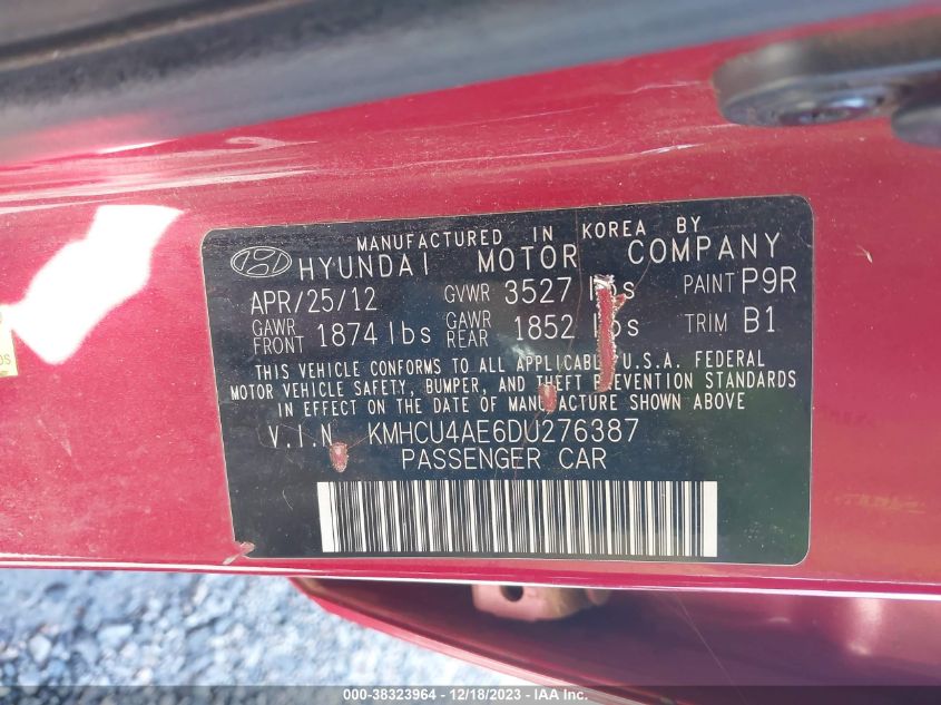 2013 HYUNDAI ACCENT GLS - KMHCU4AE6DU276387