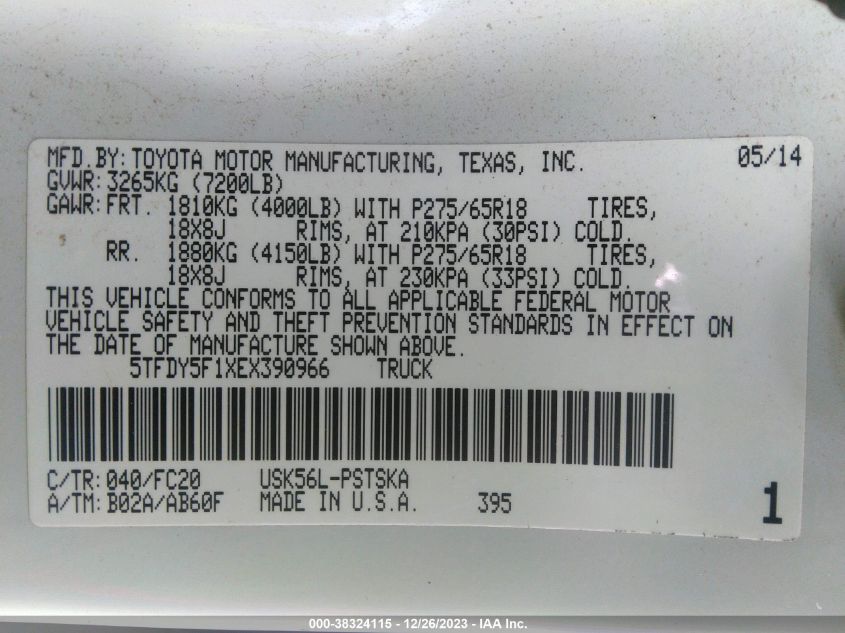 2014 TOYOTA TUNDRA SR5 5.7L V8 - 5TFDY5F1XEX390966