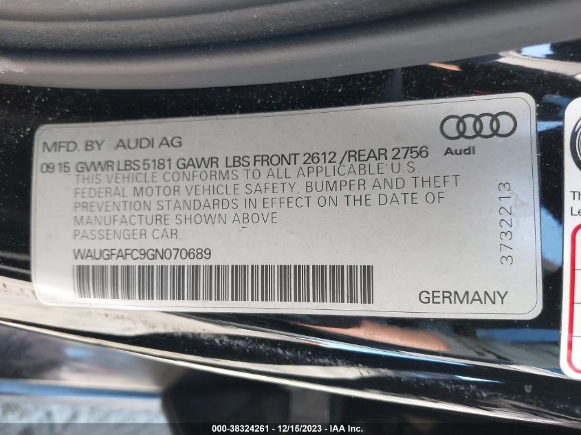2016 AUDI A6 2.0T PREMIUM PLUS - WAUGFAFC9GN070689