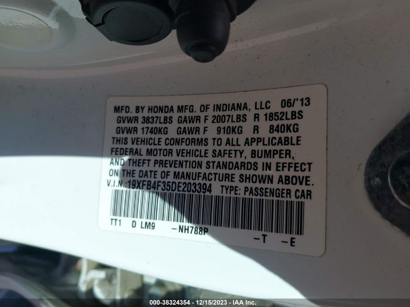 2013 HONDA CIVIC HYBRID - 19XFB4F35DE203394