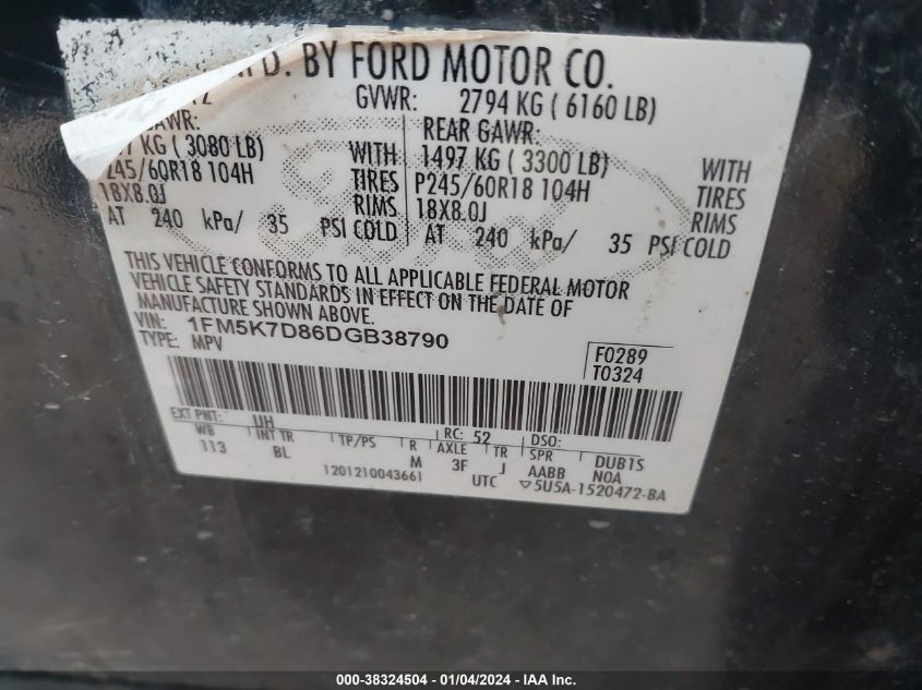 2013 FORD EXPLORER XLT - 1FM5K7D86DGB38790