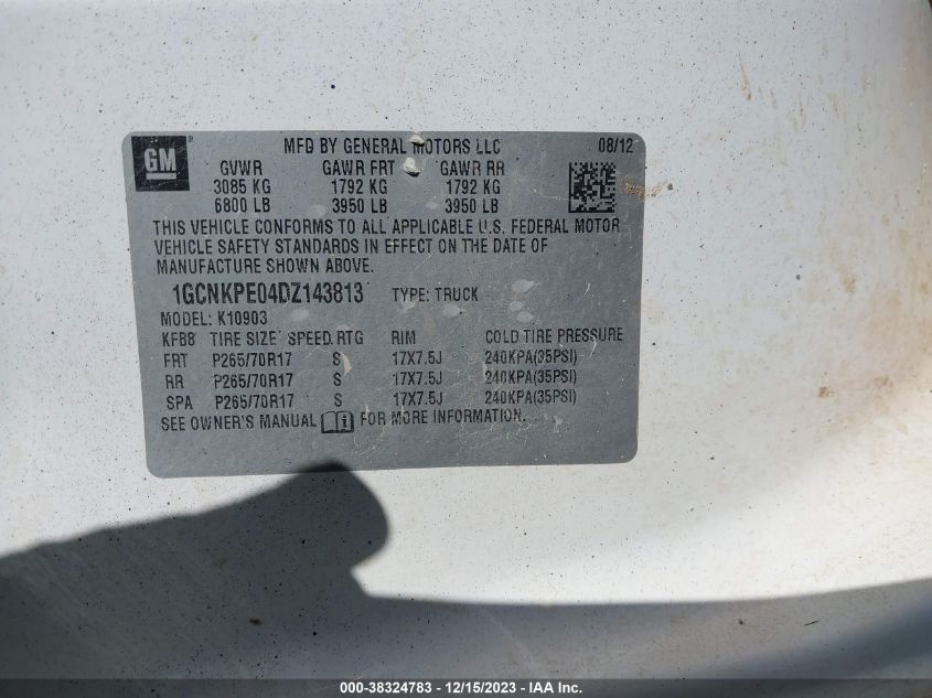 2013 CHEVROLET SILVERADO 1500 WORK TRUCK - 1GCNKPE04DZ143813