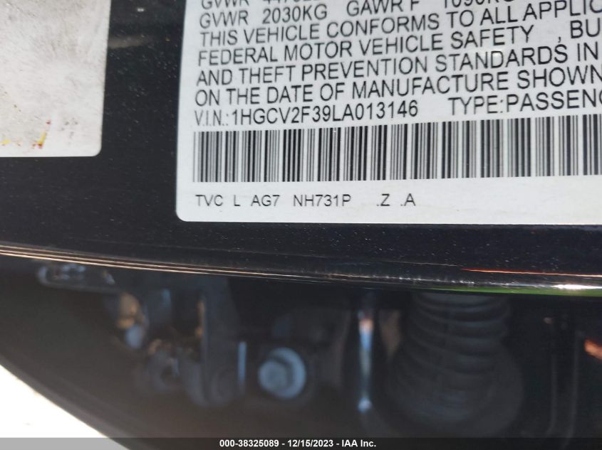 1HGCV2F39LA013146 | 2020 HONDA ACCORD