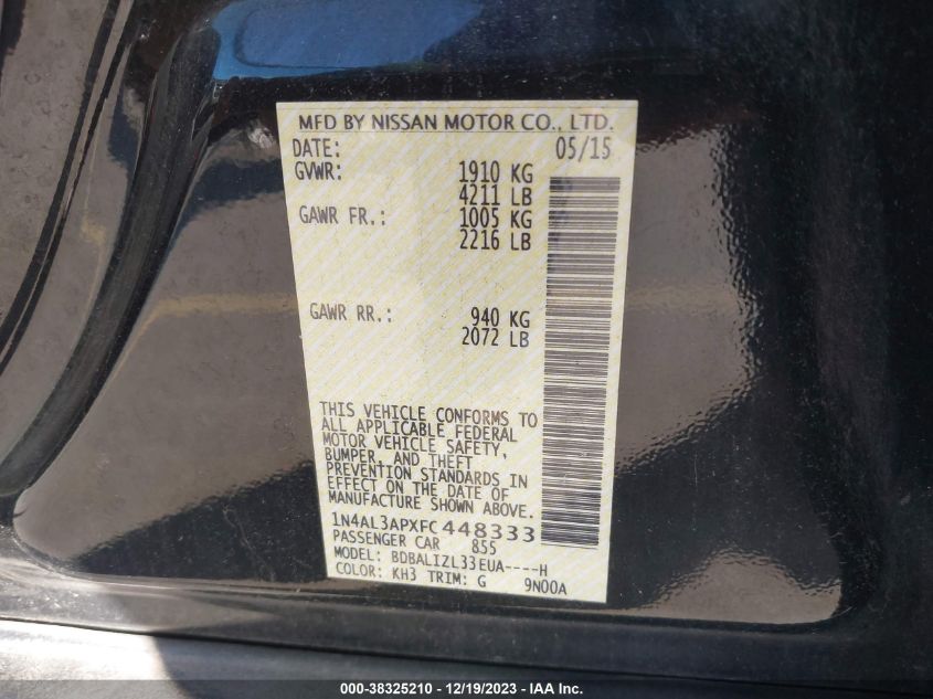2015 NISSAN ALTIMA 2.5/S/SV/SL - 1N4AL3APXFC448333