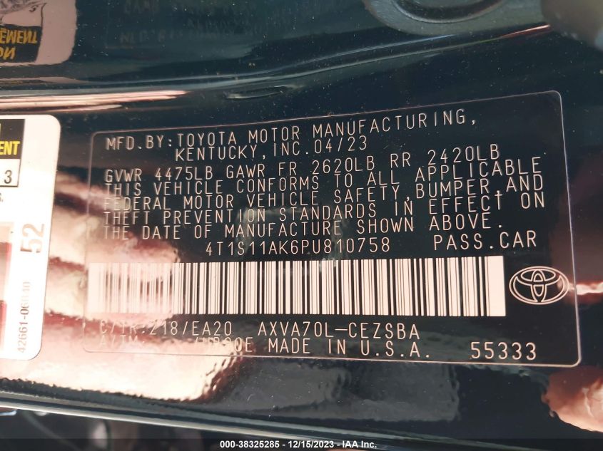 2023 TOYOTA CAMRY SE - 4T1S11AK6PU810758