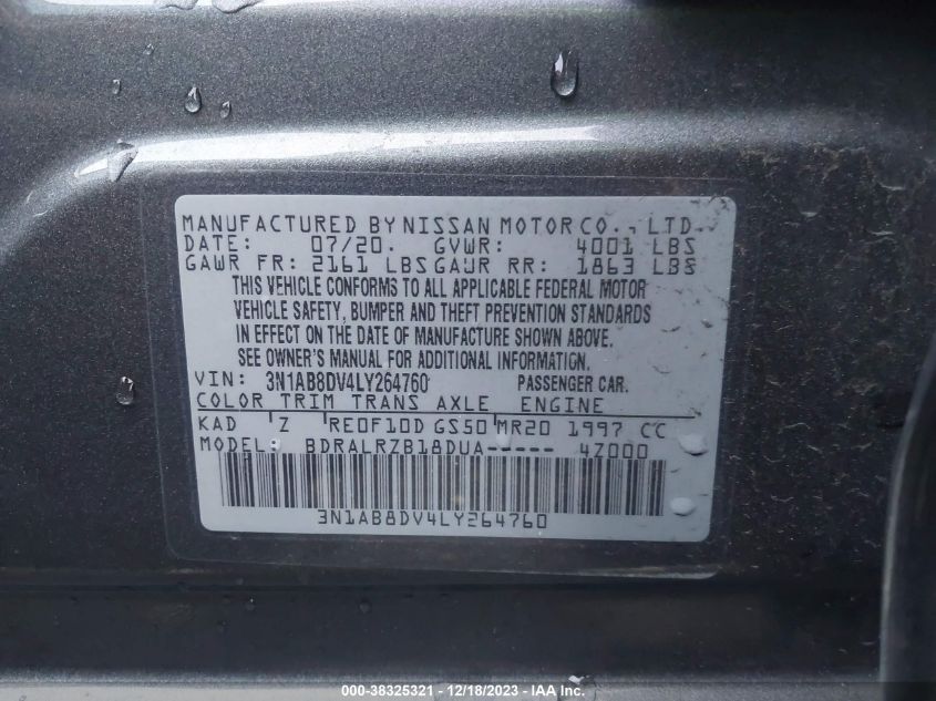 2020 NISSAN SENTRA SR XTRONIC CVT - 3N1AB8DV4LY264760