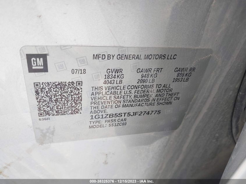 2018 CHEVROLET MALIBU 1LS - 1G1ZB5ST5JF274775