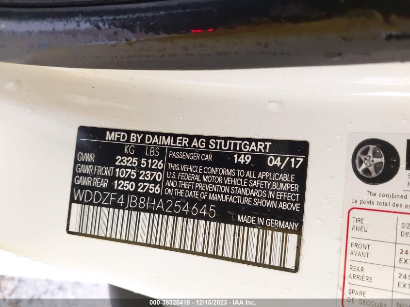2017 MERCEDES-BENZ E 300 300 - WDDZF4JB8HA254645