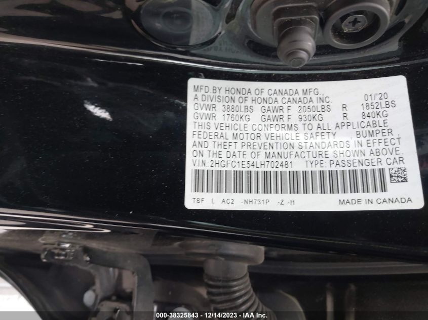 2020 HONDA CIVIC SI SEDAN 2HGFC1E54LH702481