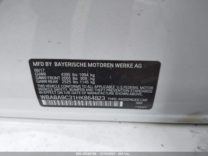 2017 BMW 320I - WBA8A9C31HK864823