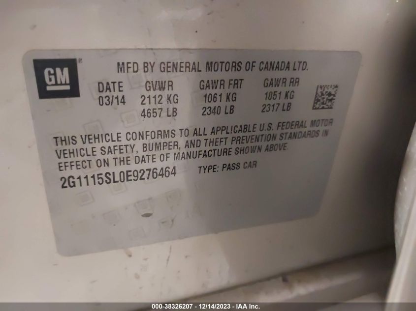2014 CHEVROLET IMPALA 1LT - 2G1115SL0E9276464