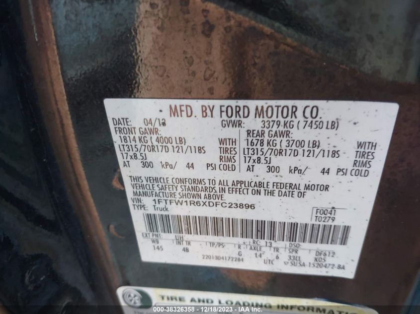 2013 FORD F-150 SVT RAPTOR - 1FTFW1R6XDFC23896