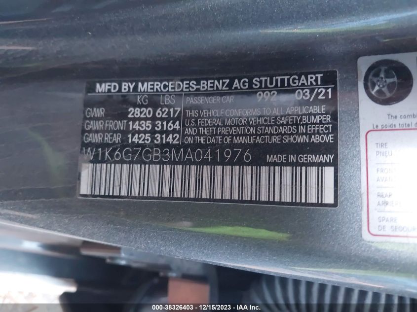 2021 MERCEDES-BENZ S 580 4MATIC - W1K6G7GB3MA041976