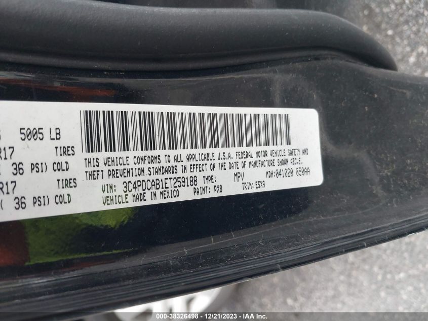 2014 DODGE JOURNEY SE - 3C4PDCAB1ET259188