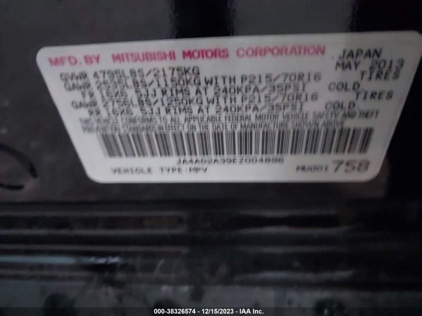 2014 MITSUBISHI OUTLANDER ES - JA4AD2A39EZ004896
