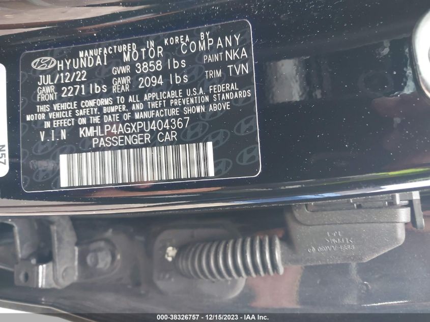 2023 HYUNDAI ELANTRA LIMITED - KMHLP4AGXPU404367