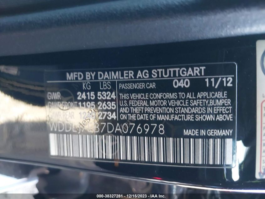 2013 MERCEDES-BENZ CLS 63 AMG - WDDLJ7EB7DA076978