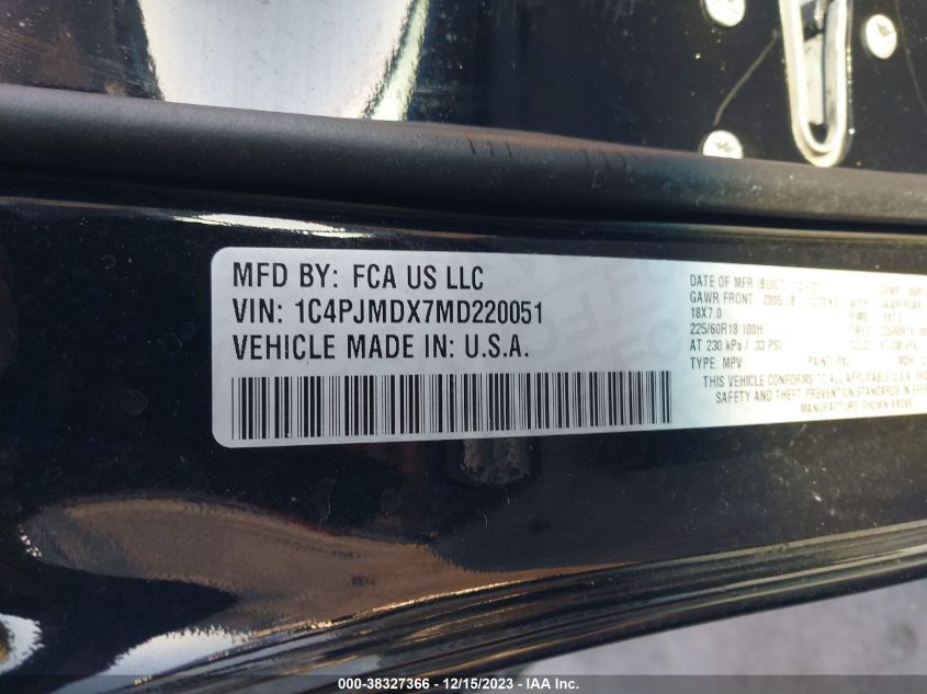 2021 JEEP CHEROKEE LIMITED 4X4 - 1C4PJMDX7MD220051
