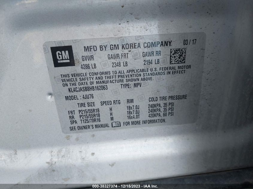 2017 BUICK ENCORE PREFERRED - KL4CJASB8HB162063