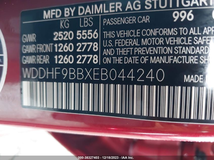 2014 MERCEDES-BENZ E 550 4MATIC WDDHF9BBXEB044240