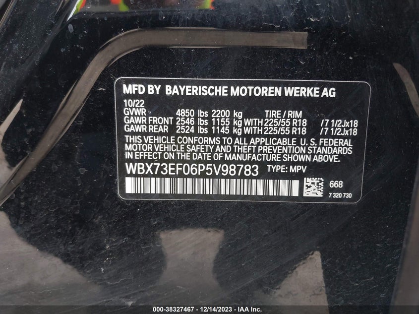 VIN WBX73EF06P5V98783 2023 BMW X1 XDRIVE28I
