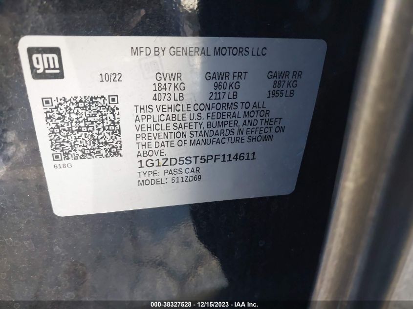 2023 CHEVROLET MALIBU LT - 1G1ZD5ST5PF114611