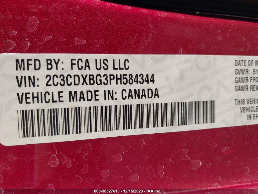 2023 DODGE CHARGER SXT - 2C3CDXBG3PH584344