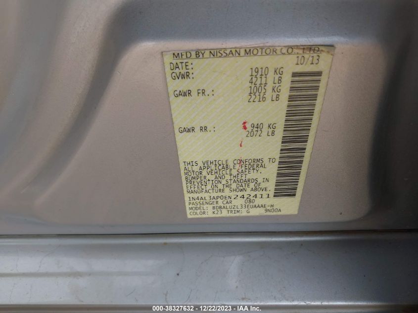 2014 NISSAN ALTIMA 2.5 SV - 1N4AL3AP0EN242411
