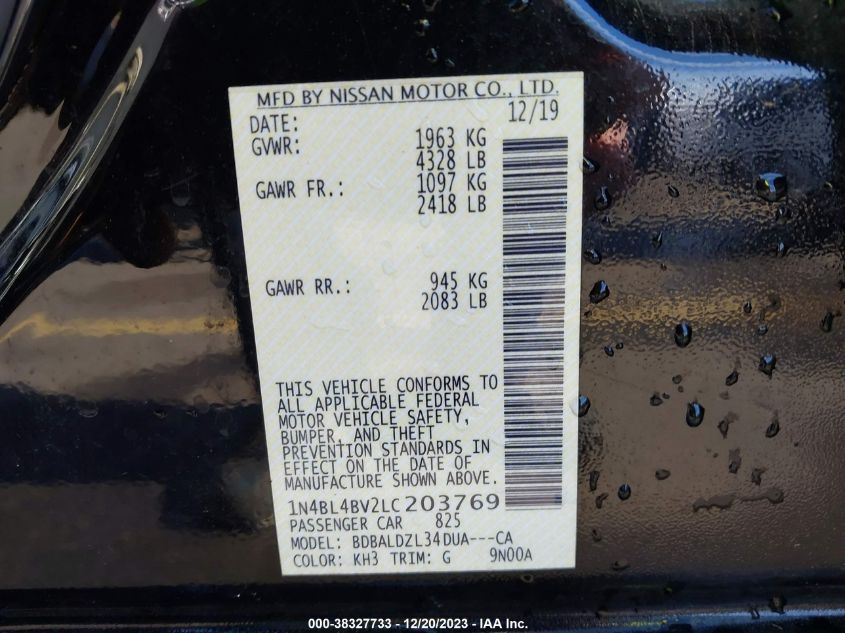 2020 NISSAN ALTIMA S FWD - 1N4BL4BV2LC203769