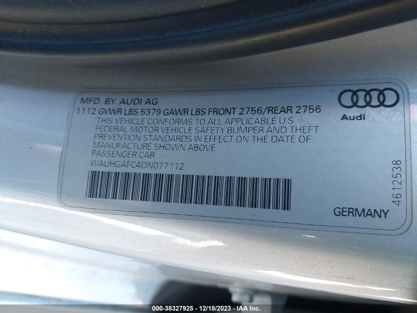 2013 AUDI A6 3.0T PRESTIGE - WAUHGAFC4DN077112