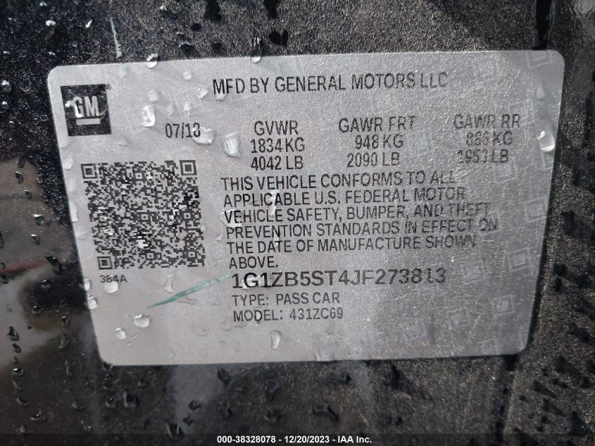 2018 CHEVROLET MALIBU 1LS - 1G1ZB5ST4JF273813
