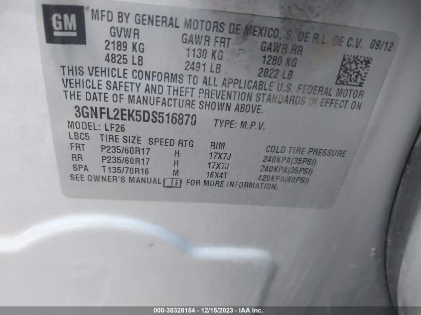 2013 CHEVROLET CAPTIVA SPORT 2LS 3GNFL2EK5DS516870