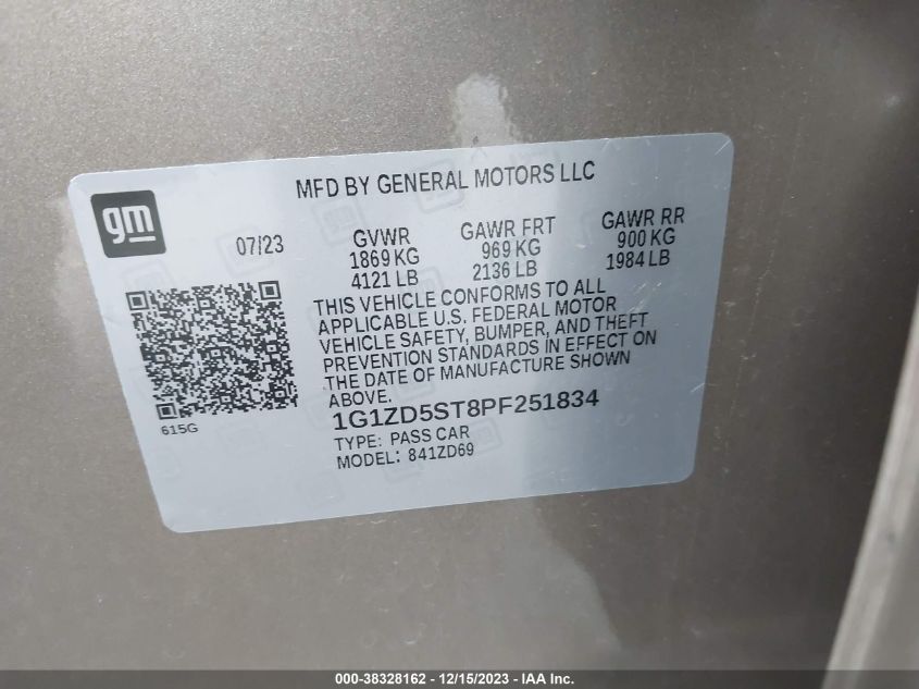 2023 CHEVROLET MALIBU FWD 1LT - 1G1ZD5ST8PF251834