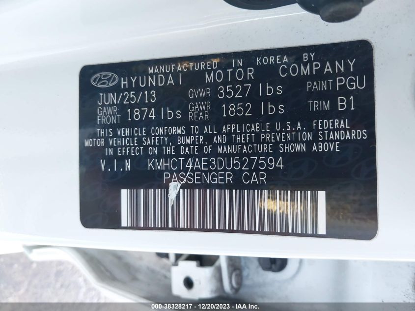 2013 HYUNDAI ACCENT GLS - KMHCT4AE3DU527594